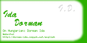 ida dorman business card